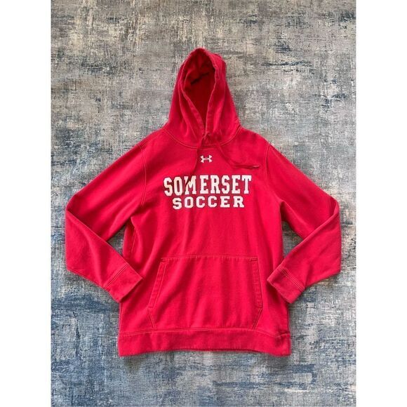 Under Armour Red White Loose Fit Somerset Soccer Hoodie Men's Medium - Picture 1 of 6